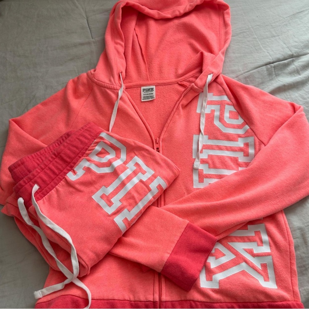 PINK Victoria's Secret Pink and White Joggers